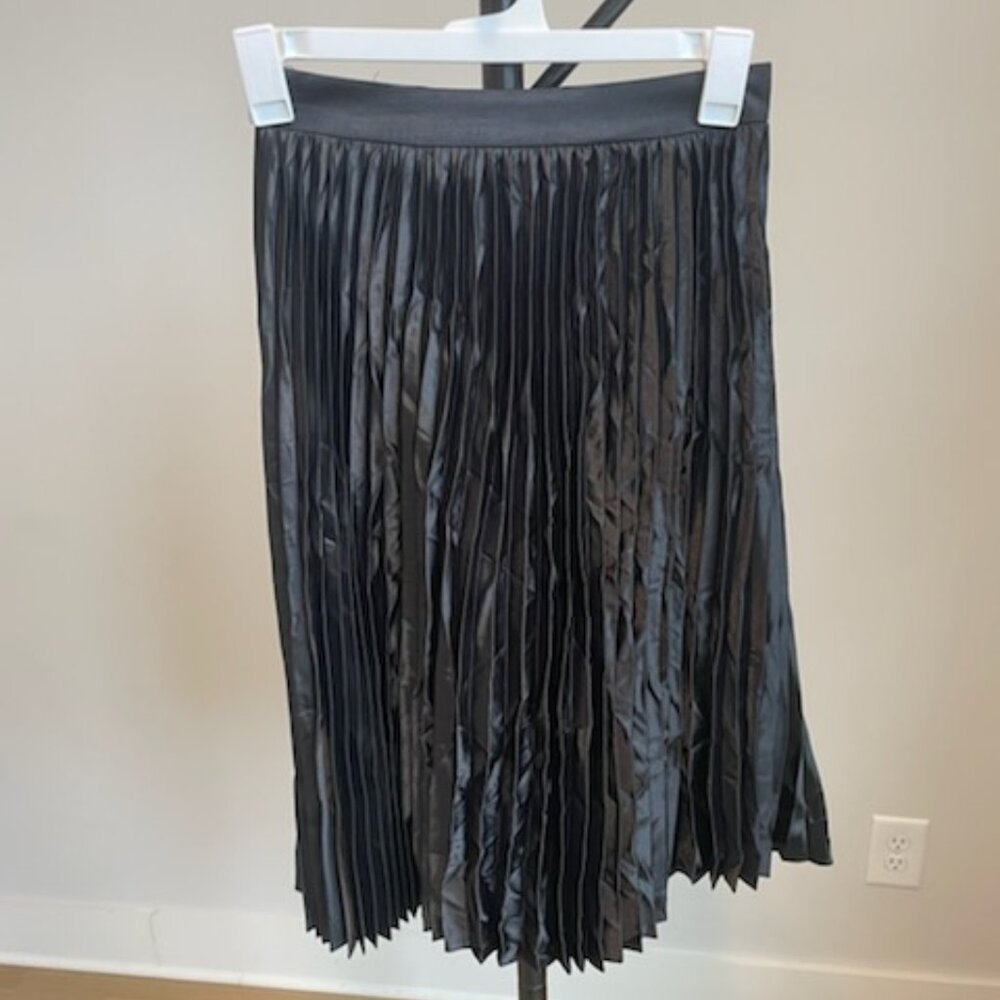 NEW Kate Kasin Women's High Waisted Pleated Swing Skirt Size M Black